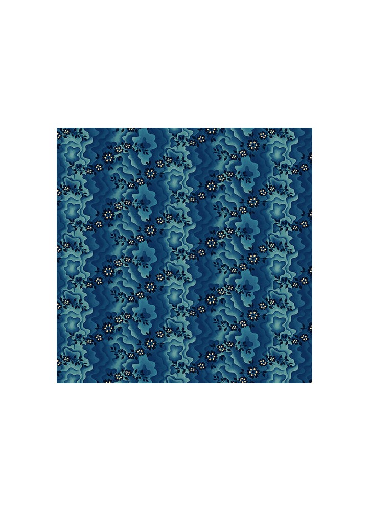 Bucklebury Chintz - prussian blue - moire trails