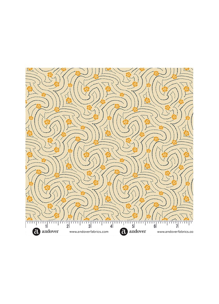 Indigo Cheddar II - Cream Swirly dots