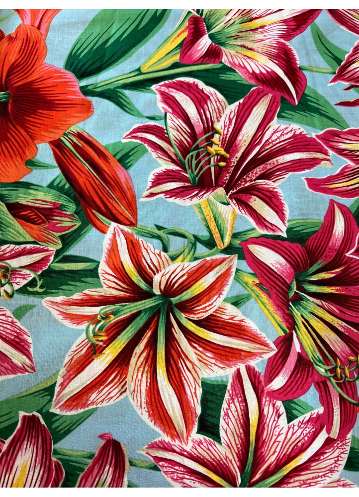 Kaffe Fassett fleurs fond bleu