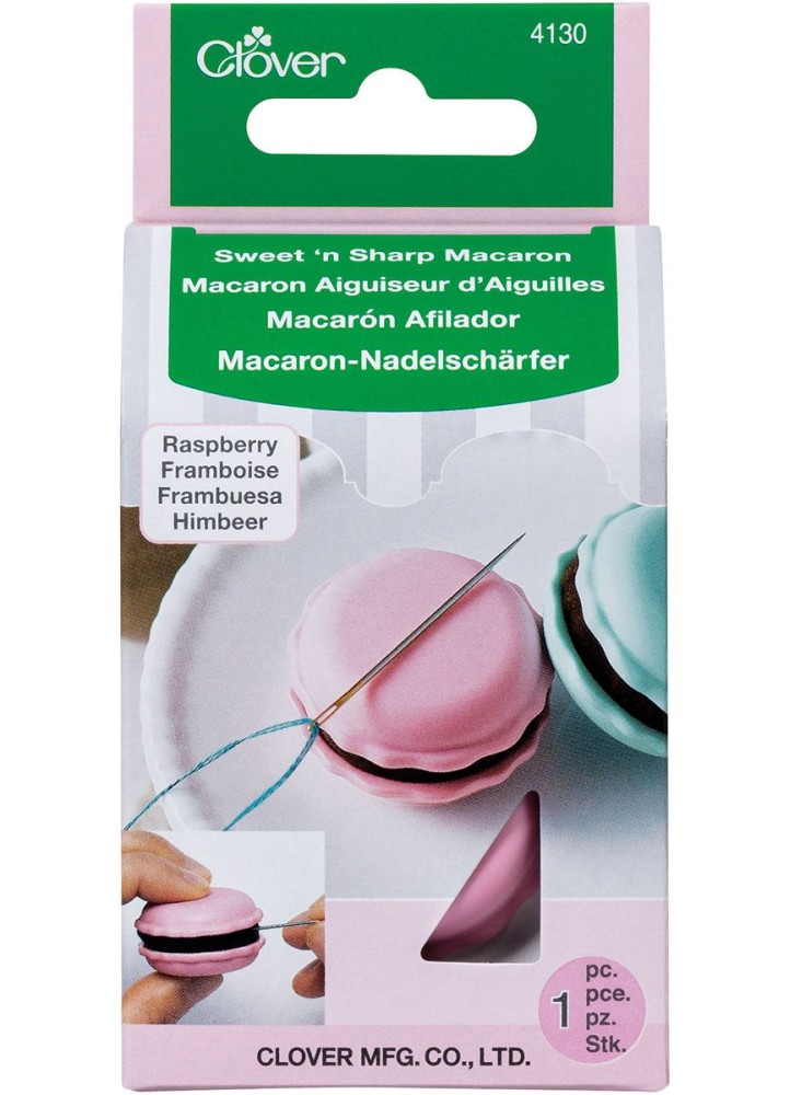 Macaron aiguiseur d´aiguilles et porte aiguilles - Framboise